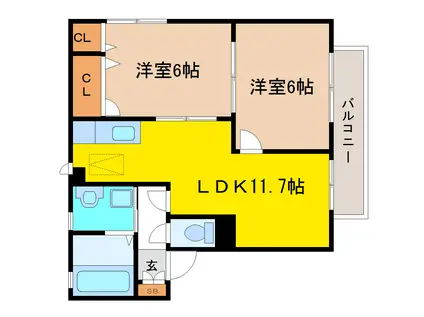 シャーメゾンコートA(2LDK/1階)の間取り写真