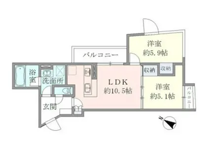 HTピア赤坂(2LDK/5階)の間取り写真
