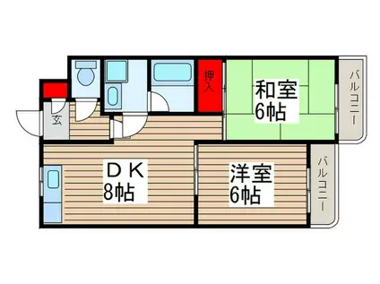 第2ハセガワマンション(2DK/3階)の間取り写真