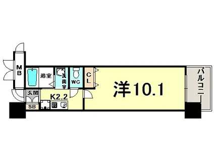 レジディア三宮東(1K/8階)の間取り写真