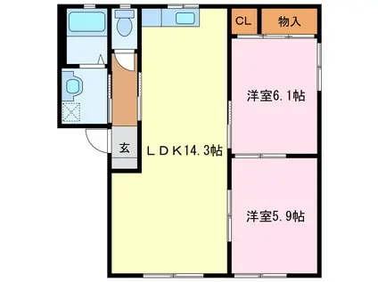 ST.MARINERS CRADLE-SERA R棟(2LDK/1階)の間取り写真