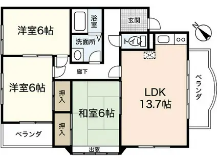 ロイヤル石丸(3LDK/3階)の間取り写真