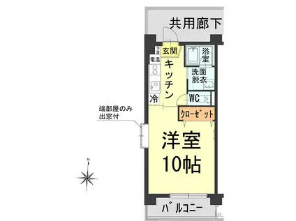 サンサイドヤマベ(1K/3階)の間取り写真