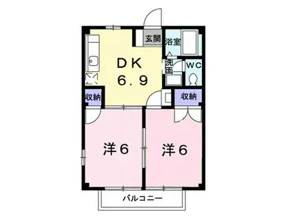 ハイツ横井(2DK/1階)の間取り写真