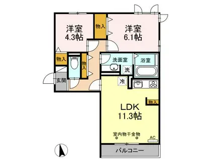 OTTS GEJO(2LDK/2階)の間取り写真