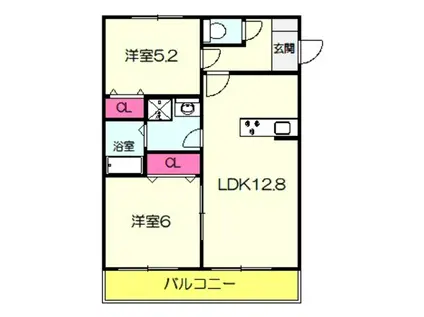 アッツ・コート松原三宅ファミリア北館(2LDK/3階)の間取り写真