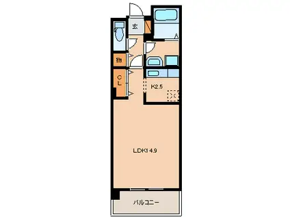 フォレストヒルズⅠ(ワンルーム/3階)の間取り写真