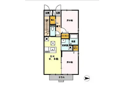 レーヴ千代田(2DK/1階)の間取り写真