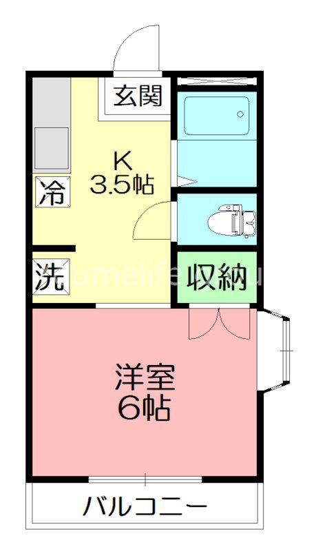ピュアタウン北矢名(1K/1階)の間取り写真