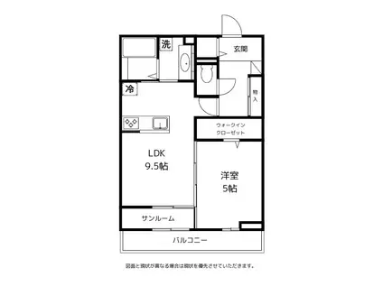 ミライエ・ルッソ(1LDK/1階)の間取り写真