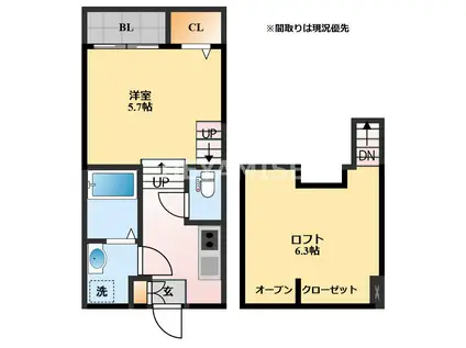 MODERN PALAZZO諫早駅北(1SK/1階)の間取り写真