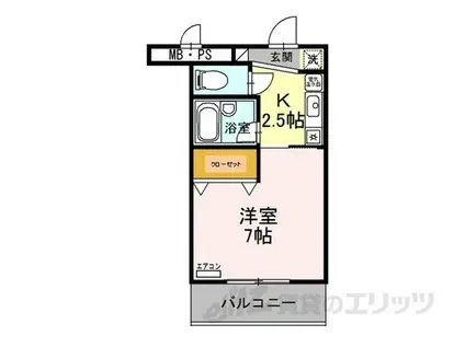 サンタウン竹鼻B棟(1K/4階)の間取り写真