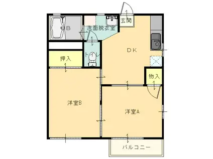 ハイツファミリア(2DK/2階)の間取り写真