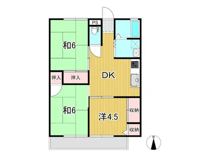 晃ハイツ(3DK/1階)の間取り写真