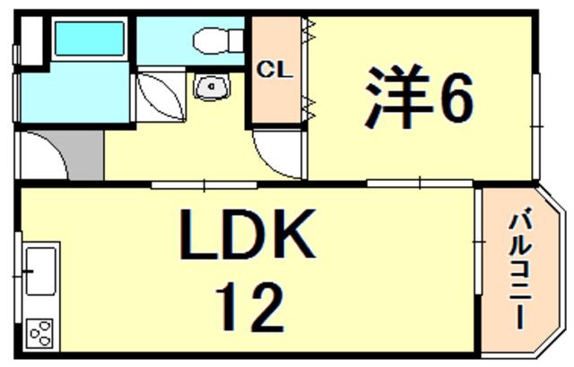 水畑マンション(1LDK/3階)の間取り写真