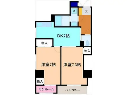 カサ・ミラ(2DK/4階)の間取り写真