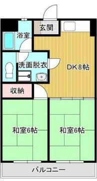 ミカドハイツ(2DK/2階)の間取り写真