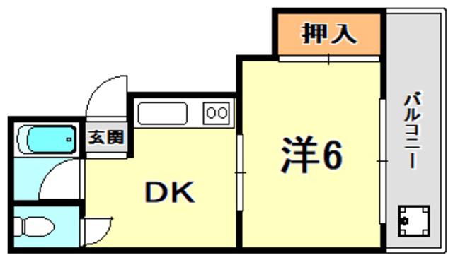 阪急堂パレス(1DK/4階)の間取り写真