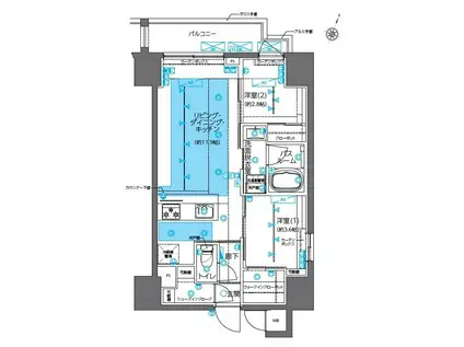 ZOOM神田 ズーム神田(2LDK/9階)の間取り写真
