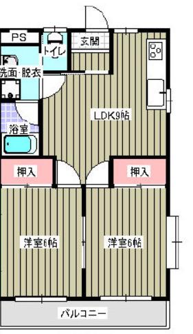 サン・オーレ城北(2DK/3階)の間取り写真