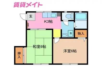 ソファレ高田(2K/1階)の間取り写真