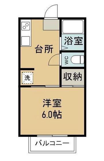 ベルコーポ(1K/2階)の間取り写真