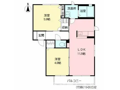 ガーデンコート IV棟(2LDK/2階)の間取り写真