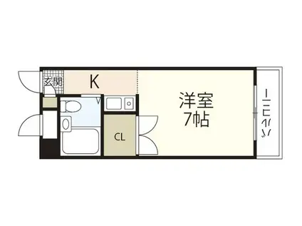 ロイヤルガーデン(ワンルーム/3階)の間取り写真