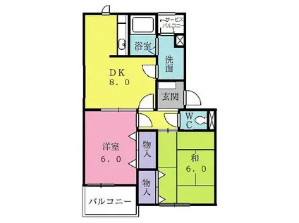 ハイツブロード(2DK/2階)の間取り写真