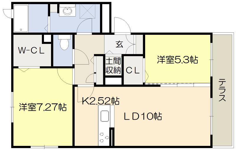コンフォート緑地(2LDK/1階)の間取り写真