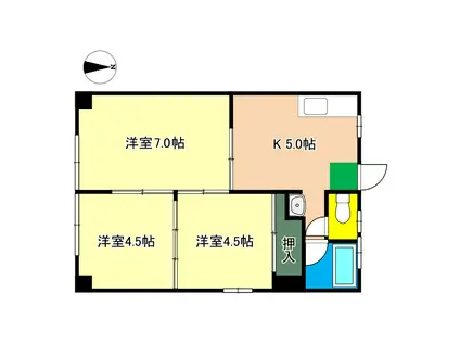 アビタシオン長野(3K/1階)の間取り写真