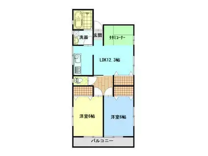 パークハイム南本庄(2LDK/2階)の間取り写真