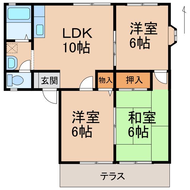 グリーンフル福田(3LDK/1階)の間取り写真
