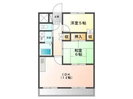 メゾンド木太(2LDK/2階)の間取り写真