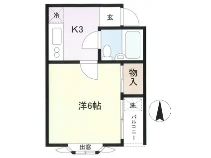 パリスA(1K/1階)の間取り写真