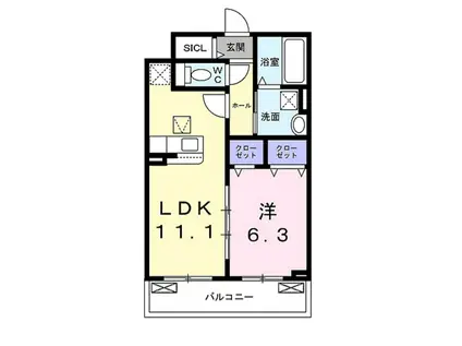 ＪＲ東海道本線 長岡京駅 徒歩35分 3階建 築1年(1LDK/2階)の間取り写真