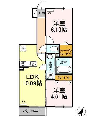 ヴィラ・ロワイヤル 七番館(2LDK/1階)の間取り写真