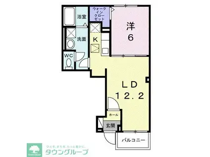 ヒカルサ小平栄町(1LDK/1階)の間取り写真