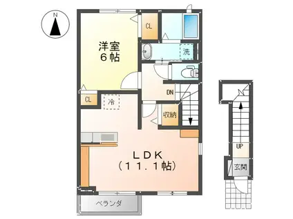 ブリーズタウン柏 III(1LDK/2階)の間取り写真