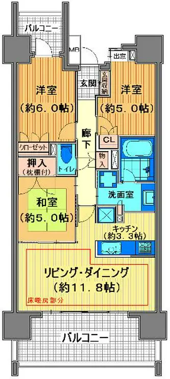 ライオンズ川越グランフォート 14階階 間取り