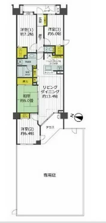 コスモ・ザ・ガーデン二子多摩川 1階階 間取り
