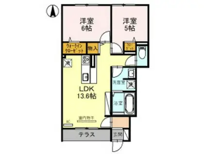 ファミール希III(2LDK/1階)の間取り写真
