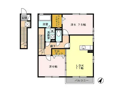 サングリーン A(2LDK/2階)の間取り写真