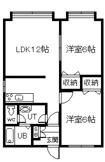 サウス621(2LDK/2階)の間取り写真