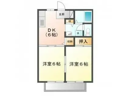 サンライフ中川(2DK/2階)の間取り写真