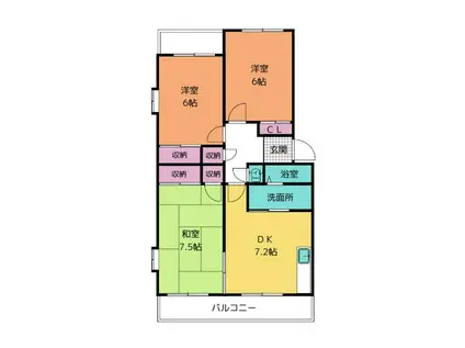 サンライズ香貫(3DK/3階)の間取り写真