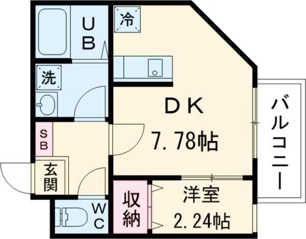 MOVE庚午北壱番館(1DK/3階)の間取り写真