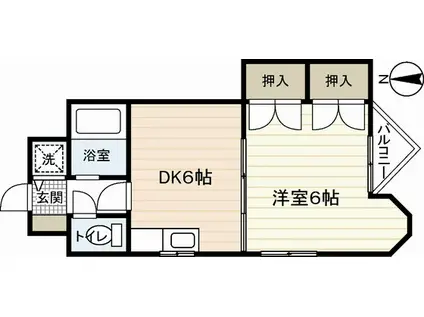 第2ホウライツルハウス(1DK/2階)の間取り写真