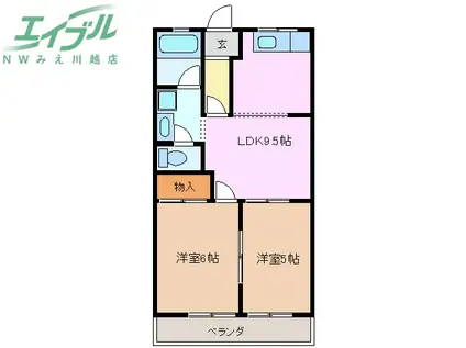 グリーンヒルたからII(2DK/2階)の間取り写真