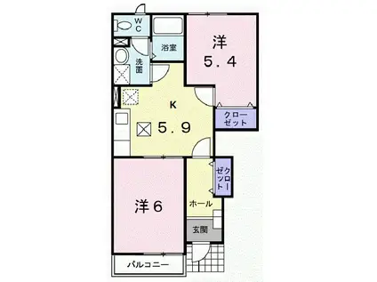 サンフラワー・ヒルズD(2K/1階)の間取り写真